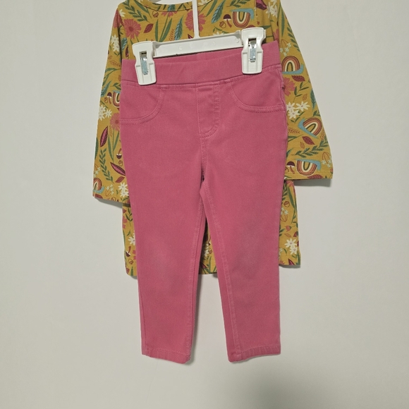 Toddler Girl 2T Fall Dress Mustard Yellow/ Pants - Picture 7 of 13